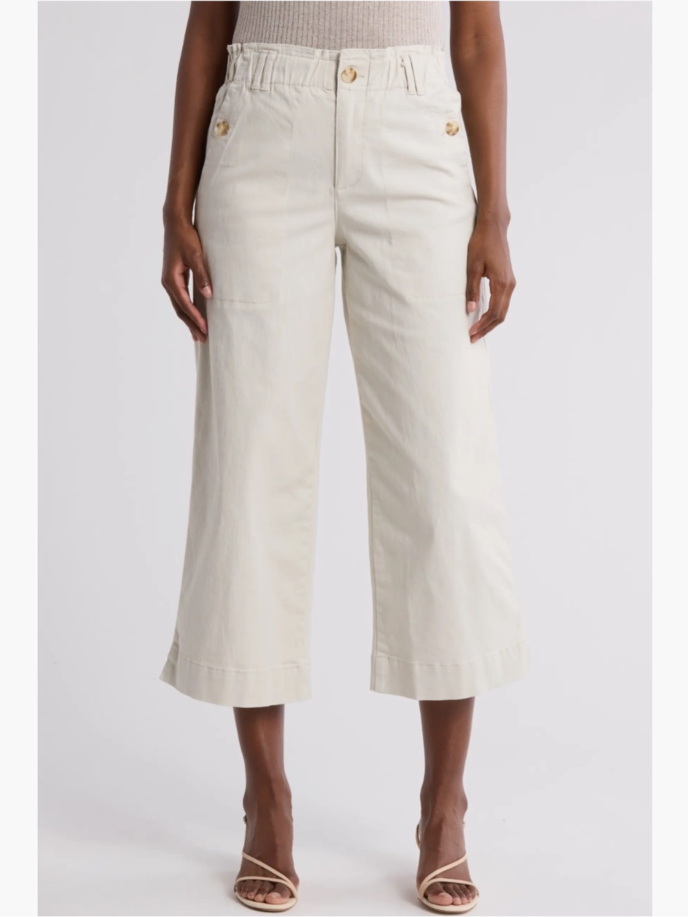 Democracy wide leg Cropped Ankle pants light khaki 8